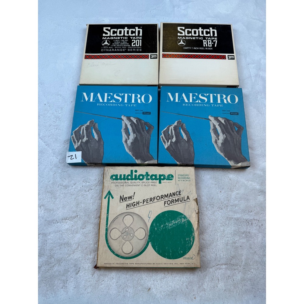 Vintage Reel to Reel Tape Lot Scotch 201 Maestro Audiotape 7 Inch Magnetic Tape